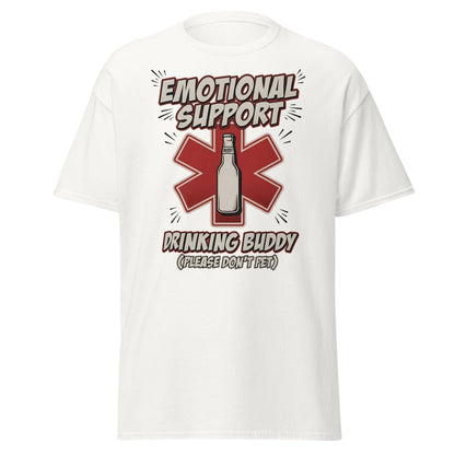 Emotional Support Drinking Buddy Beer T-Shirt Funny - White - TeeRipple