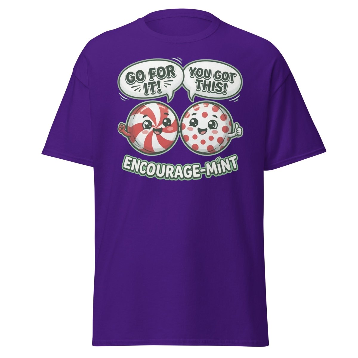 Encourage-Mint Funny Motivational T-Shirt – Peppermint Pun Tee - Purple - TeeRipple