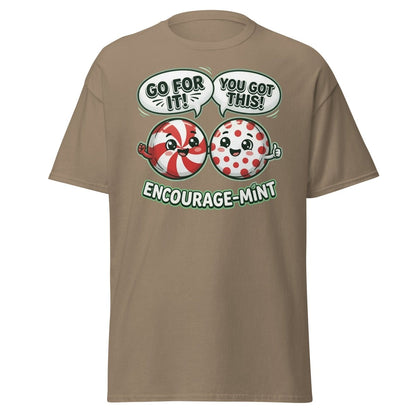 Encourage-Mint Funny Motivational T-Shirt – Peppermint Pun Tee - Brown Savana - TeeRipple