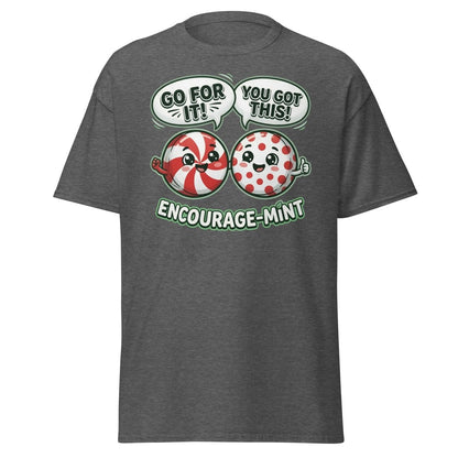 Encourage-Mint Funny Motivational T-Shirt – Peppermint Pun Tee - Dark Heather - TeeRipple