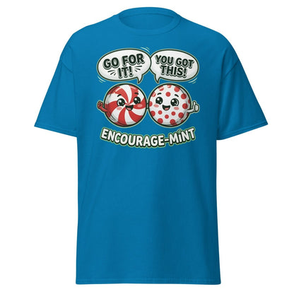 Encourage-Mint Funny Motivational T-Shirt – Peppermint Pun Tee - Sapphire - TeeRipple
