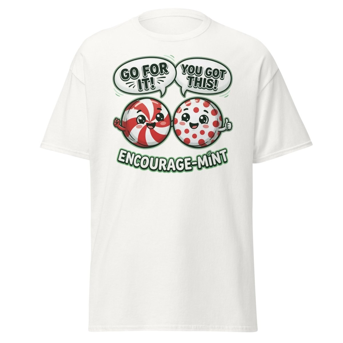 Encourage-Mint Funny Motivational T-Shirt – Peppermint Pun Tee - White - TeeRipple