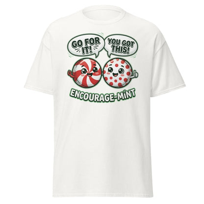 Encourage-Mint Funny Motivational T-Shirt – Peppermint Pun Tee - White - TeeRipple