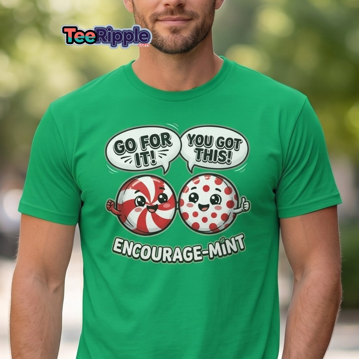 Encourage-Mint Funny Motivational T-Shirt – Peppermint Pun Tee - Maroon - TeeRipple