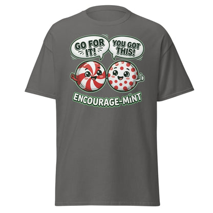 Encourage-Mint Funny Motivational T-Shirt – Peppermint Pun Tee - Charcoal - TeeRipple