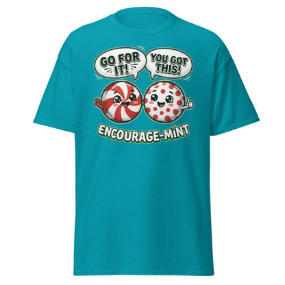 Encourage-Mint Funny Motivational T-Shirt – Peppermint Pun Tee - Tropical Blue - TeeRipple