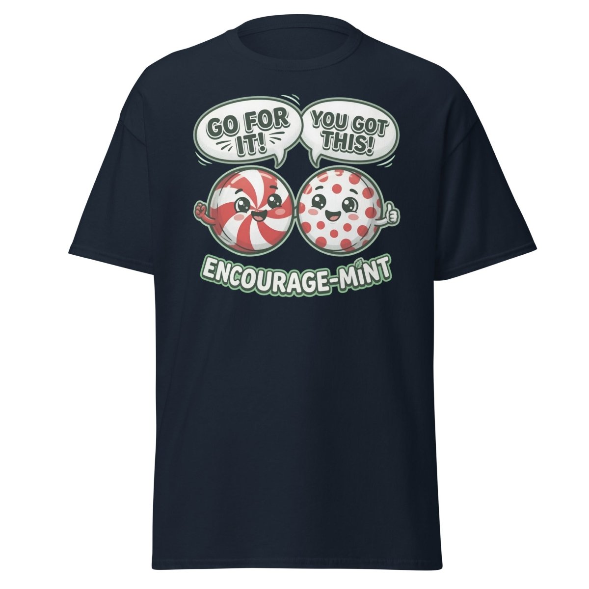 Encourage-Mint Funny Motivational T-Shirt – Peppermint Pun Tee - Navy - TeeRipple