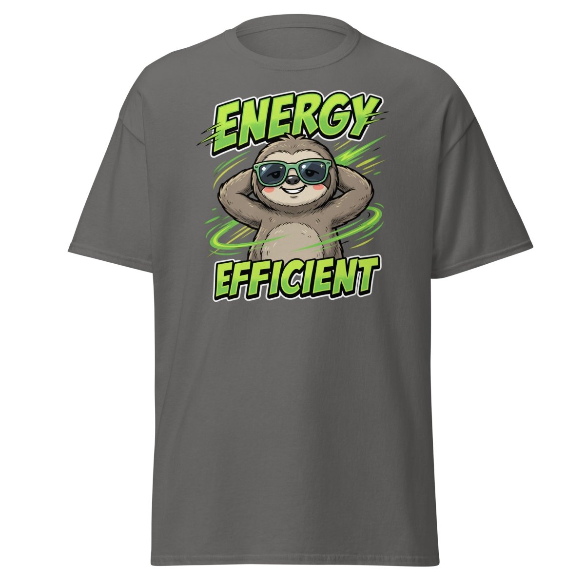 Energy Efficient Sloth T-Shirt Funny Lazy Animal Tee - Charcoal - TeeRipple