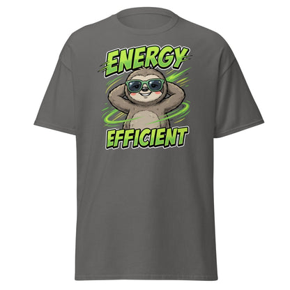 Energy Efficient Sloth T-Shirt Funny Lazy Animal Tee - Charcoal - TeeRipple