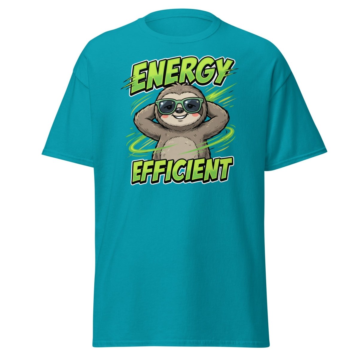 Energy Efficient Sloth T-Shirt Funny Lazy Animal Tee - Tropical Blue - TeeRipple