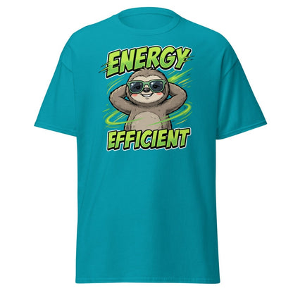 Energy Efficient Sloth T-Shirt Funny Lazy Animal Tee - Tropical Blue - TeeRipple