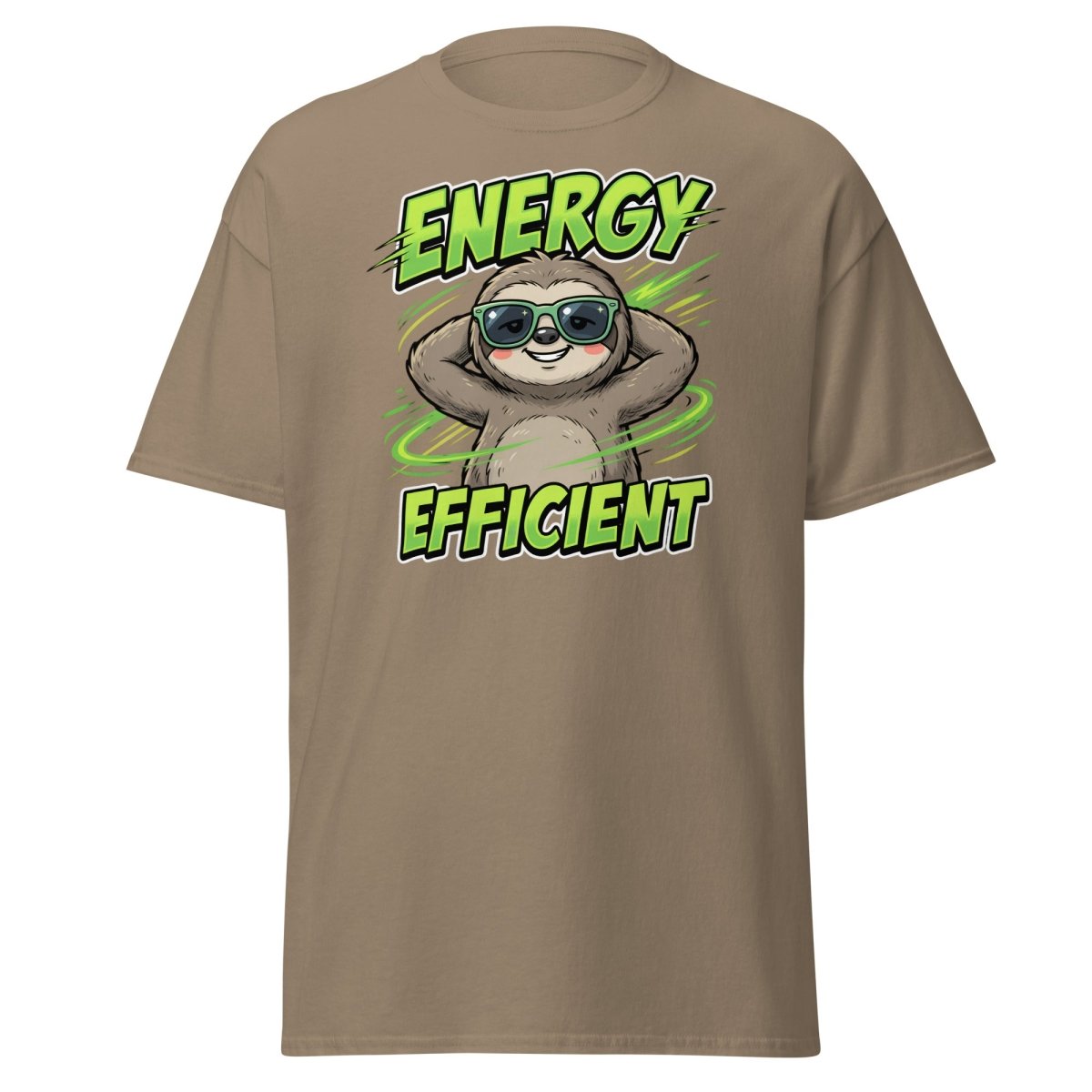 Energy Efficient Sloth T-Shirt Funny Lazy Animal Tee - Brown Savana - TeeRipple