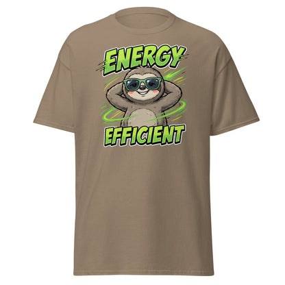 Energy Efficient Sloth T-Shirt Funny Lazy Animal Tee - Brown Savana - TeeRipple