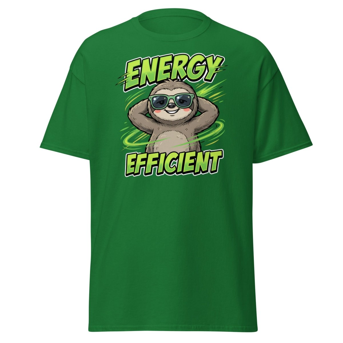 Energy Efficient Sloth T-Shirt Funny Lazy Animal Tee - Turf Green - TeeRipple