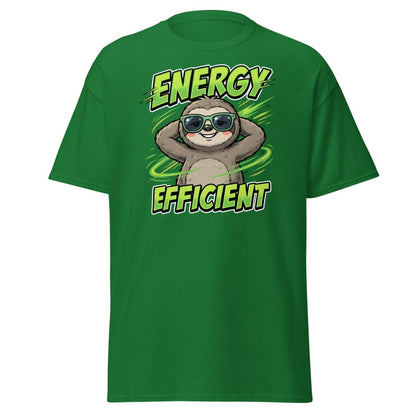 Energy Efficient Sloth T-Shirt Funny Lazy Animal Tee - Turf Green - TeeRipple