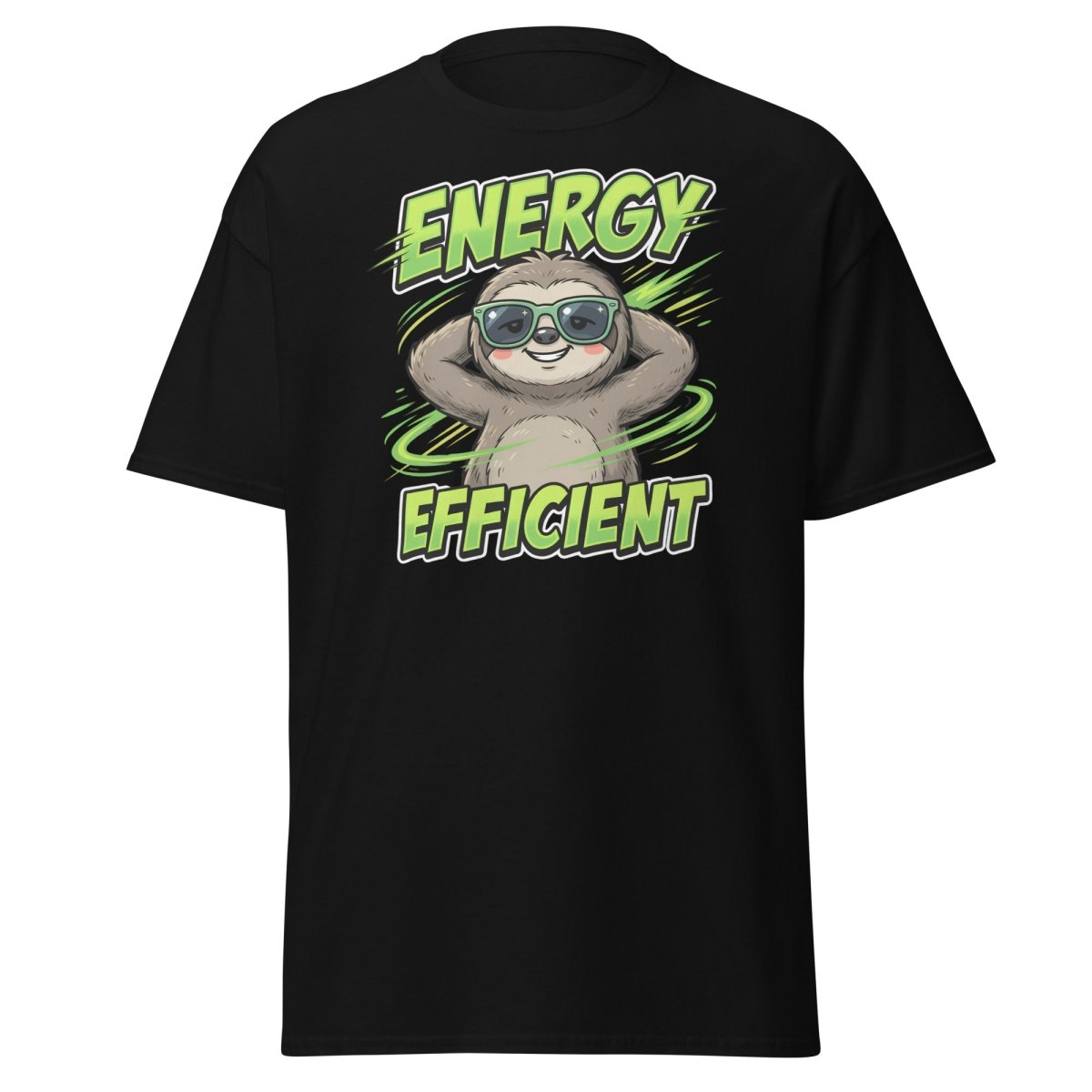 Energy Efficient Sloth T-Shirt Funny Lazy Animal Tee - Black - TeeRipple