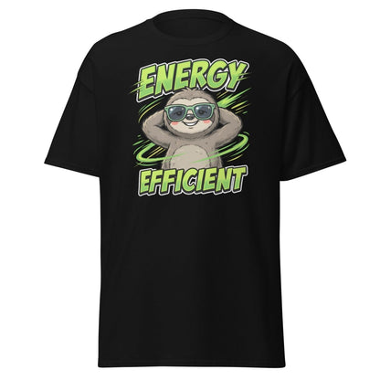 Energy Efficient Sloth T-Shirt Funny Lazy Animal Tee - Black - TeeRipple
