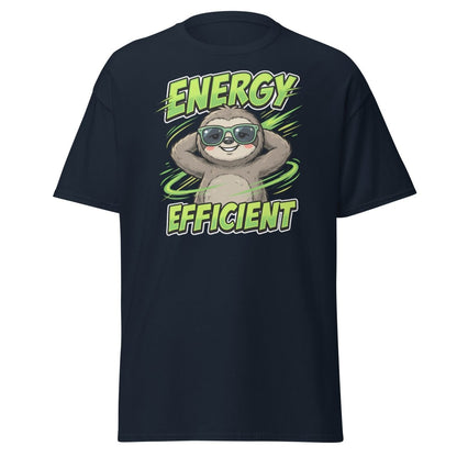 Energy Efficient Sloth T-Shirt Funny Lazy Animal Tee - Navy - TeeRipple