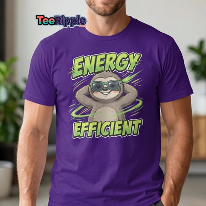 Energy Efficient Sloth T-Shirt Funny Lazy Animal Tee - Maroon - TeeRipple