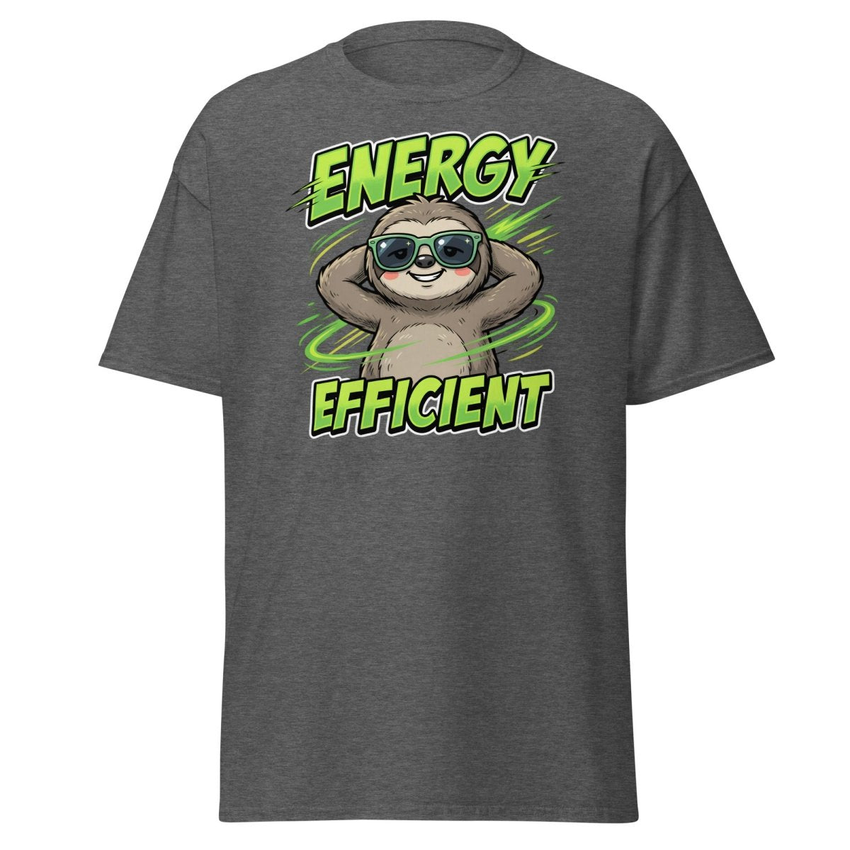 Energy Efficient Sloth T-Shirt Funny Lazy Animal Tee - Dark Heather - TeeRipple