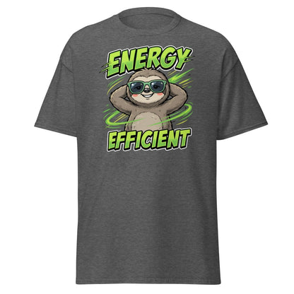 Energy Efficient Sloth T-Shirt Funny Lazy Animal Tee - Dark Heather - TeeRipple