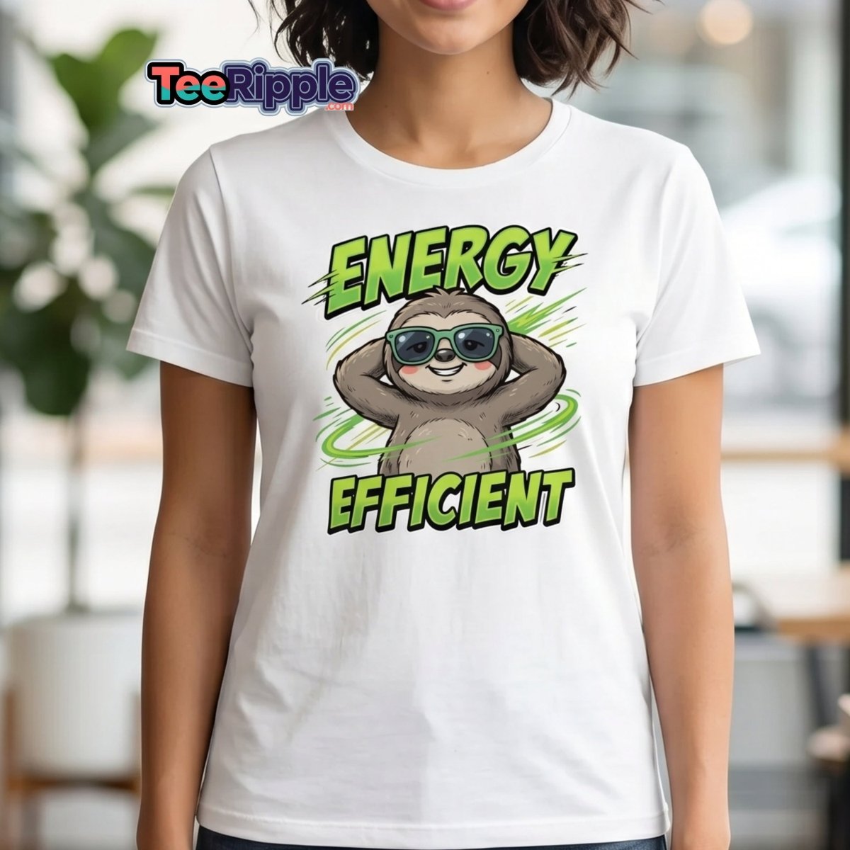 Energy Efficient Sloth T-Shirt Funny Lazy Animal Tee - Maroon - TeeRipple