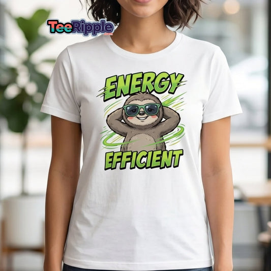 Energy Efficient Sloth T-Shirt Funny Lazy Animal Tee - Maroon - TeeRipple