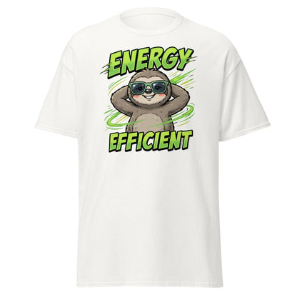Energy Efficient Sloth T-Shirt Funny Lazy Animal Tee - White - TeeRipple