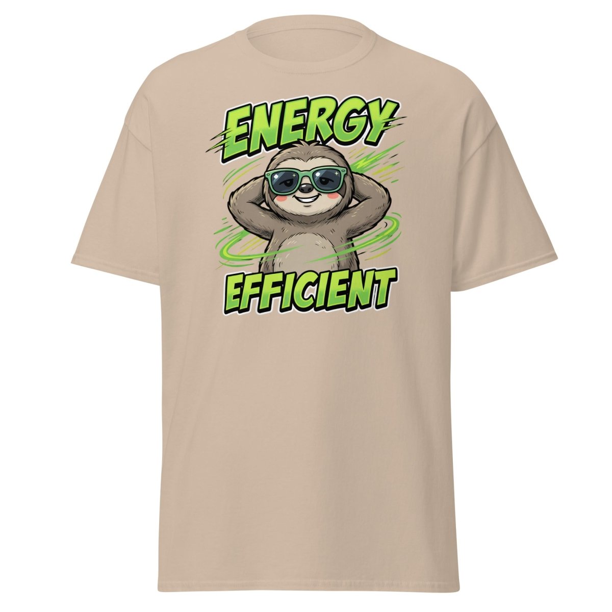 Energy Efficient Sloth T-Shirt Funny Lazy Animal Tee - Sand - TeeRipple