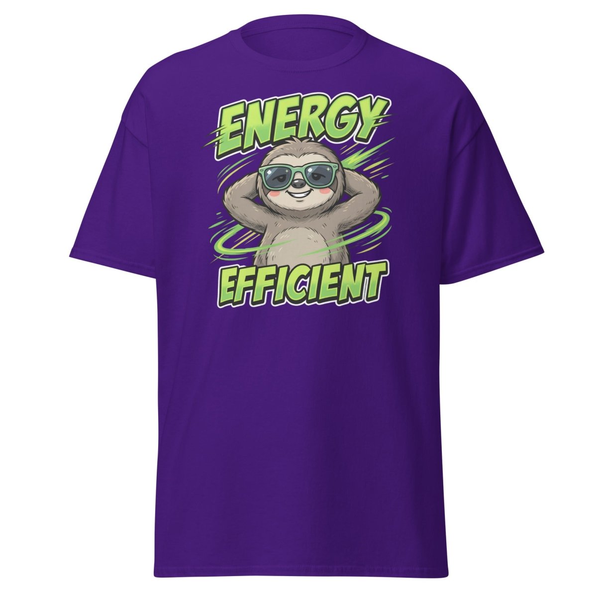 Energy Efficient Sloth T-Shirt Funny Lazy Animal Tee - Purple - TeeRipple