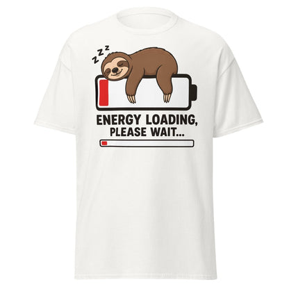 Energy Loading Please Wait Sloth Tee - White - TeeRipple