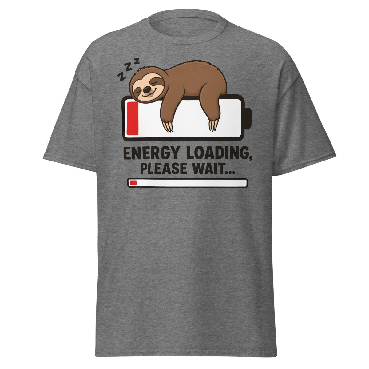 Energy Loading Please Wait Sloth Tee - Graphite Heather - TeeRipple