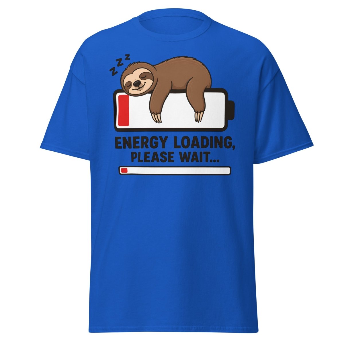 Energy Loading Please Wait Sloth Tee - Royal - TeeRipple