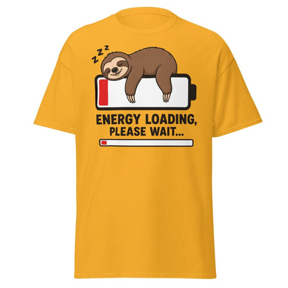 Energy Loading Please Wait Sloth Tee - Gold - TeeRipple