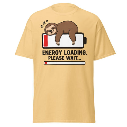 Energy Loading Please Wait Sloth Tee - Yellow Haze - TeeRipple
