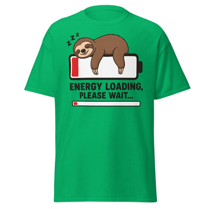 Energy Loading Please Wait Sloth Tee - Irish Green - TeeRipple