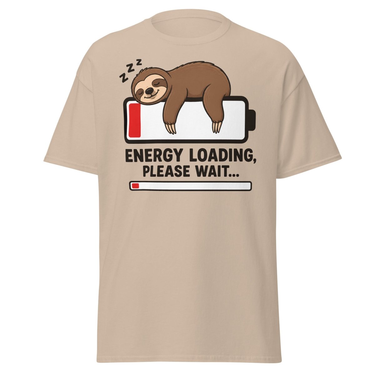 Energy Loading Please Wait Sloth Tee - Sand - TeeRipple