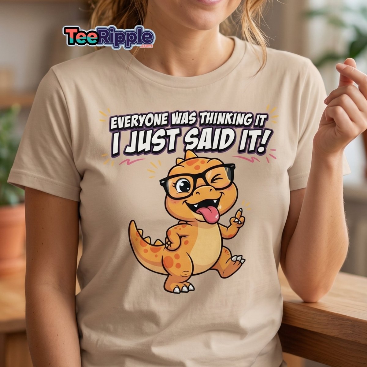 Everyone Was Thinking It Dinosaur T-Shirt - Maroon - TeeRipple