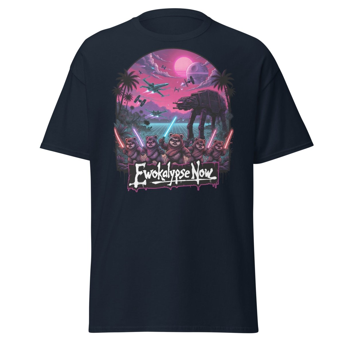 Ewokalypse Now Neon Apocalypse Warriors T-Shirt - Navy - TeeRipple