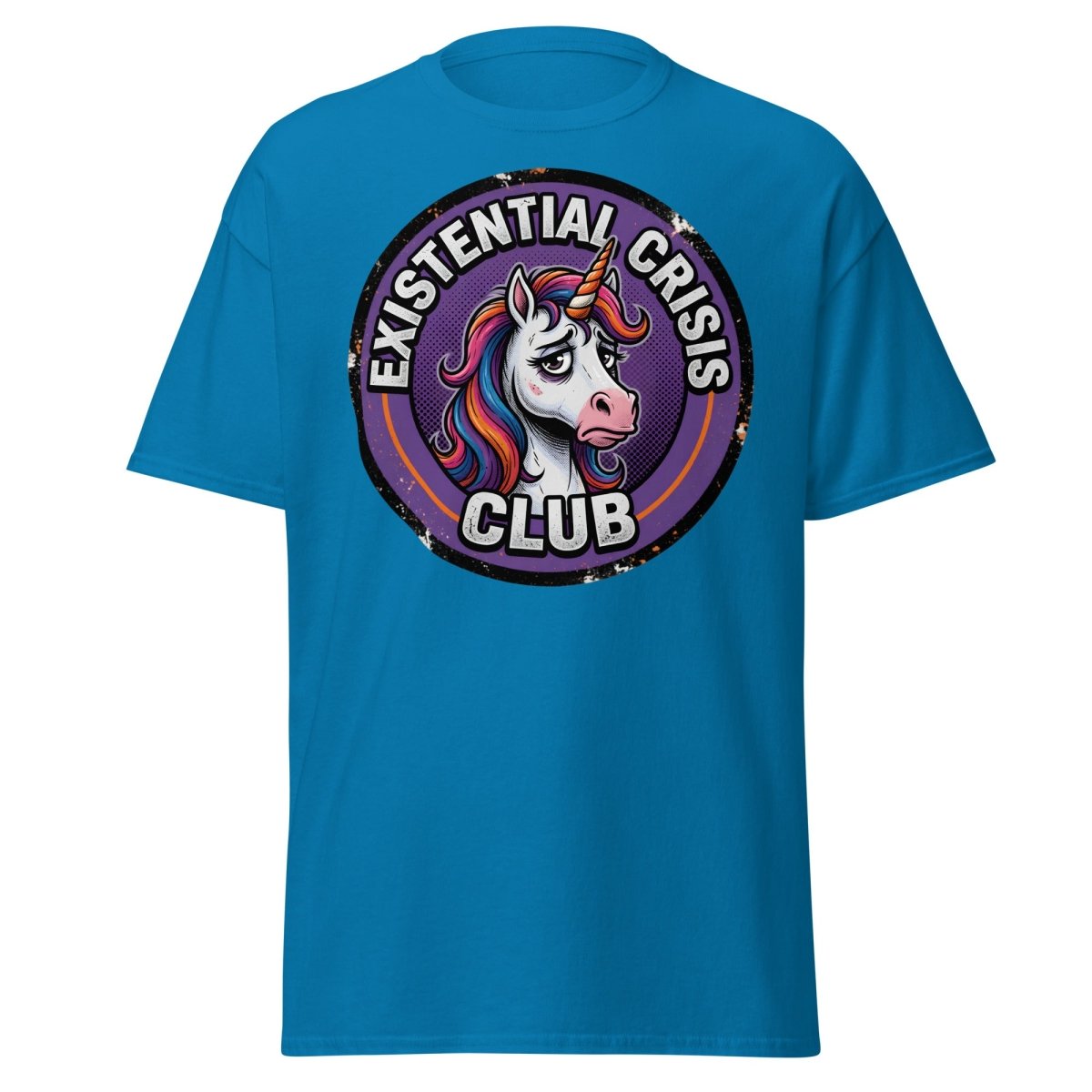 Existential Crisis Club Unicorn T-Shirt – Funny Dark Humor Tee - Sapphire - TeeRipple