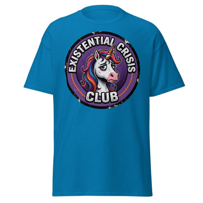 Existential Crisis Club Unicorn T-Shirt – Funny Dark Humor Tee - Sapphire - TeeRipple