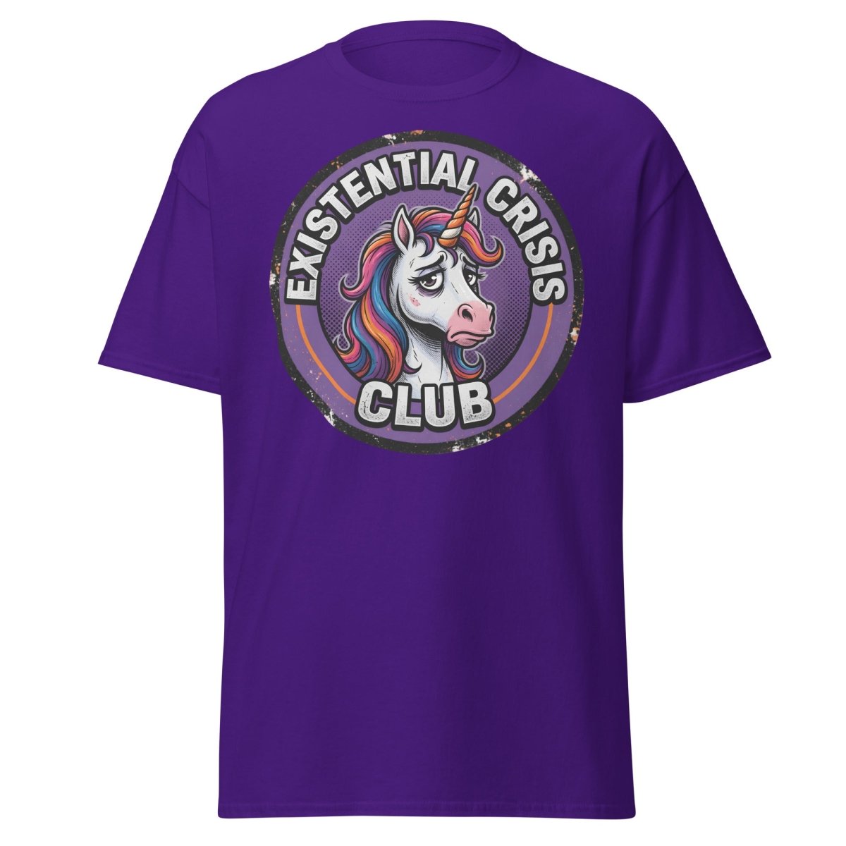 Existential Crisis Club Unicorn T-Shirt – Funny Dark Humor Tee - Purple - TeeRipple