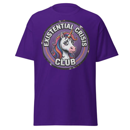 Existential Crisis Club Unicorn T-Shirt – Funny Dark Humor Tee - Purple - TeeRipple