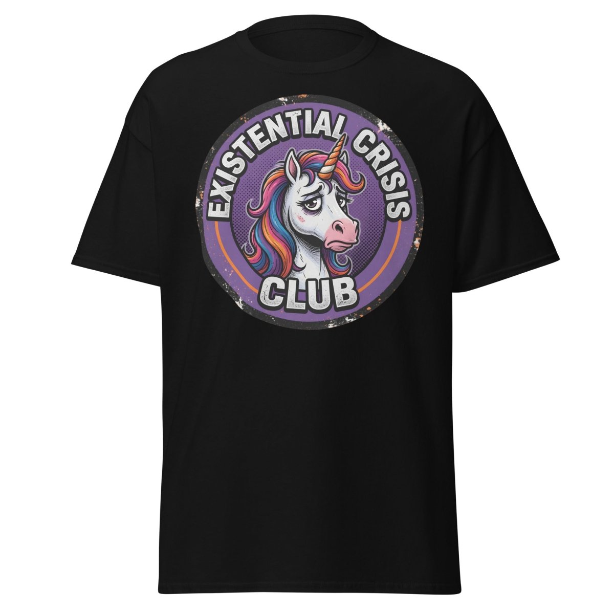Existential Crisis Club Unicorn T-Shirt – Funny Dark Humor Tee - Black - TeeRipple
