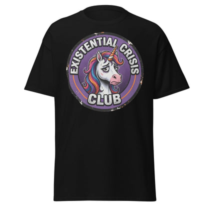 Existential Crisis Club Unicorn T-Shirt – Funny Dark Humor Tee - Black - TeeRipple