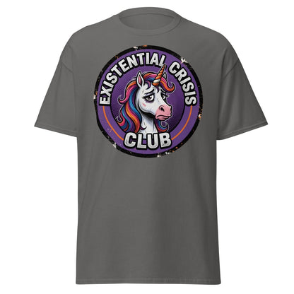 Existential Crisis Club Unicorn T-Shirt – Funny Dark Humor Tee - Charcoal - TeeRipple