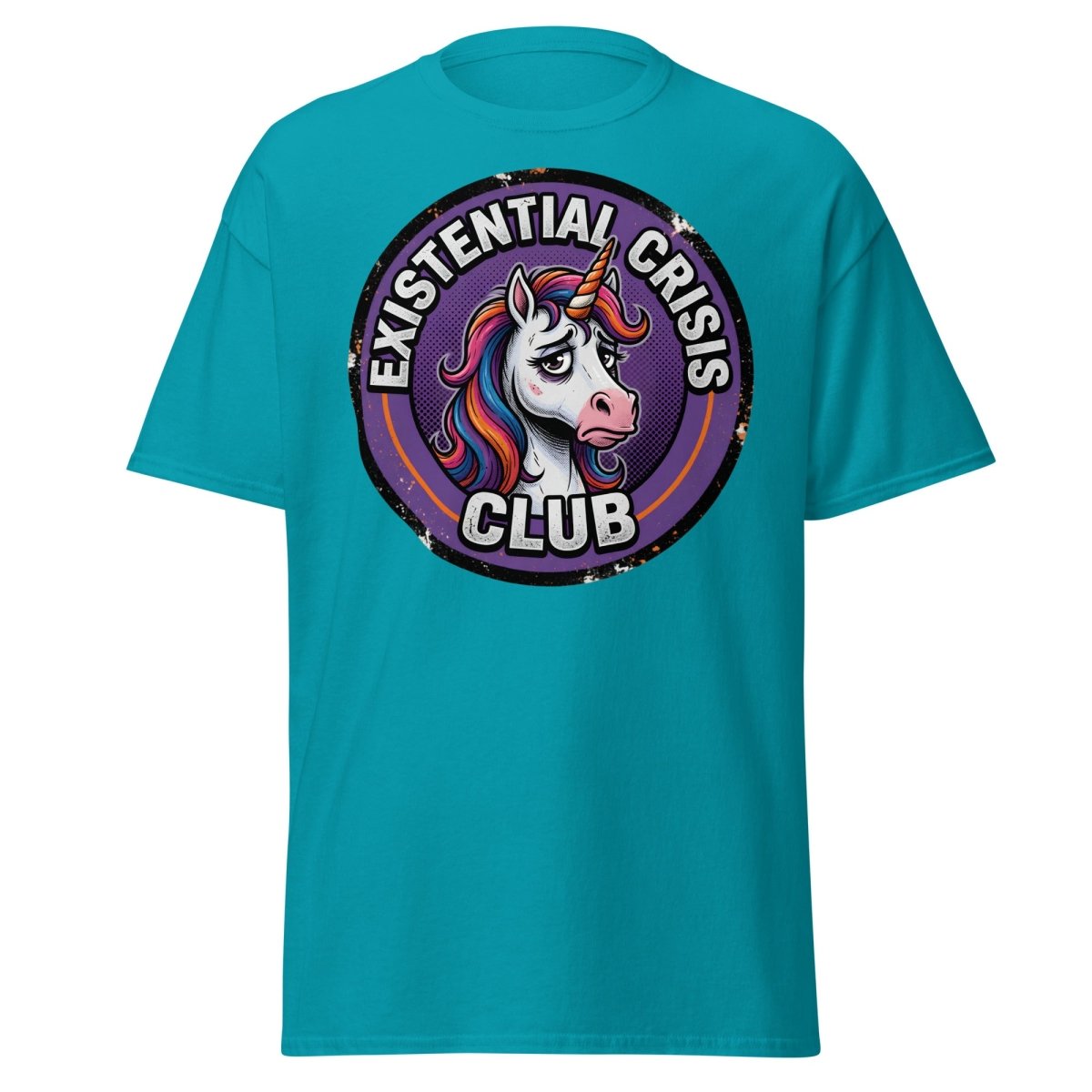 Existential Crisis Club Unicorn T-Shirt – Funny Dark Humor Tee - Tropical Blue - TeeRipple