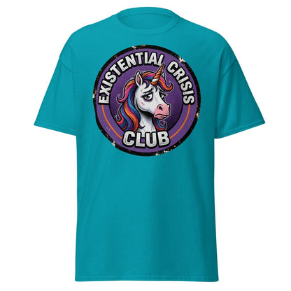 Existential Crisis Club Unicorn T-Shirt – Funny Dark Humor Tee - Tropical Blue - TeeRipple