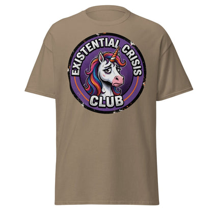 Existential Crisis Club Unicorn T-Shirt – Funny Dark Humor Tee - Brown Savana - TeeRipple