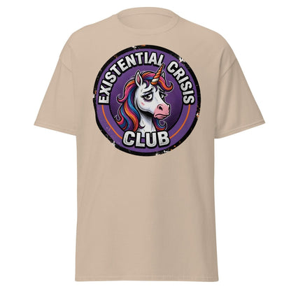 Existential Crisis Club Unicorn T-Shirt – Funny Dark Humor Tee - Sand - TeeRipple